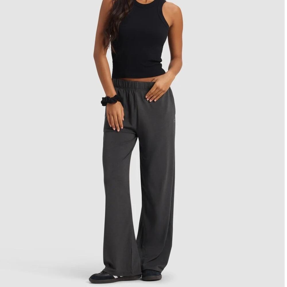 Cozy Earth (XS) Brushed Bamboo Wide Leg Pull-On Pants Charcoal Lounge Cozycore